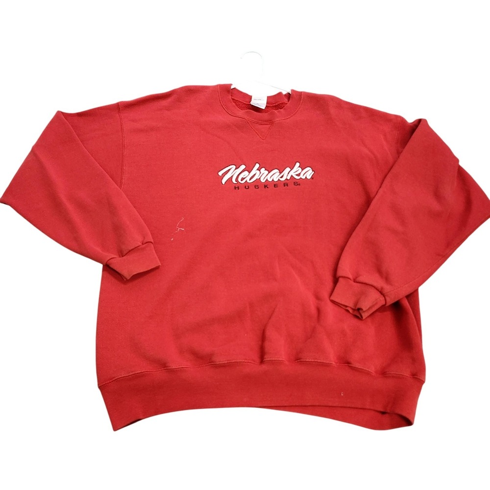 Nebraska Cornhuskers Sweatshirt Mens XL Red NCAA Football Soffe Crewneck Fleece